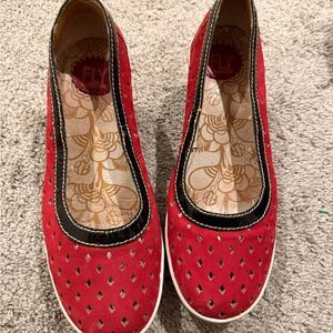 Fly London Women's Red Perforated Flats